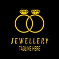 Illustration of two gold rings with gemstones, diamonds on them. Perfect for jewelry store logos or jewelry manufacturers