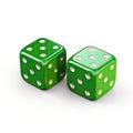 Illustration of two green dice 3D icon in white background Royalty Free Stock Photo