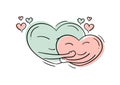 Illustration of two hearts hugging Royalty Free Stock Photo