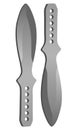 Two isolated reaistic throwing knives