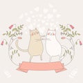 Illustration of two in love cats Royalty Free Stock Photo