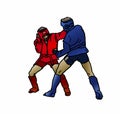 Illustration Of Two Male Combat Sambo Fighters Royalty Free Stock Photo