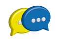 3D chat message bubbles icon with three dots isolated on white background Royalty Free Stock Photo