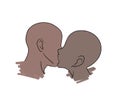 illustration. two people of African American appearance are kissing on a white background. tender kiss of african american lgbt