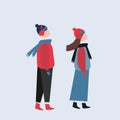 illustrations of people dress in winter clothes, simple