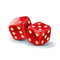 Illustration of two red dice 3D icon in white background Royalty Free Stock Photo