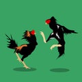 illustration of two roosters that are fighting amazingly