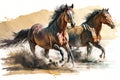 Illustration of two running horses Royalty Free Stock Photo
