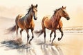 Illustration of two running horses Royalty Free Stock Photo