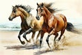 Illustration of two running horses Royalty Free Stock Photo