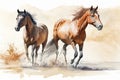 Illustration of two running horses Royalty Free Stock Photo