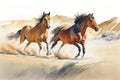 Illustration of two running horses Royalty Free Stock Photo