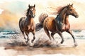 Illustration of two running horses Royalty Free Stock Photo