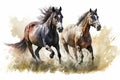 Illustration of two running horses Royalty Free Stock Photo