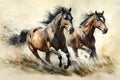 Illustration of two running horses Royalty Free Stock Photo