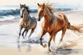 Illustration of two running horses Royalty Free Stock Photo