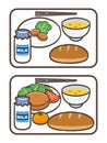 Illustration of two school lunches