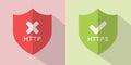 HTTP vs. HTTPS security icons Royalty Free Stock Photo