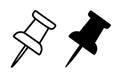 Thumbtack illustration icon, outline and silhouette versions Royalty Free Stock Photo