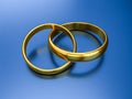 Illustration of two wedding gold rings. Unity and love concept Royalty Free Stock Photo