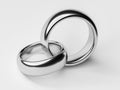 Illustration of two wedding silver rings. Unity and love concepts