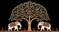 Decorative Indian-style elephants and tree Royalty Free Stock Photo
