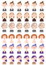 Illustration of 6 types of facial expressions of 6 women_1