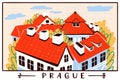 Prague city buildings vector illustration