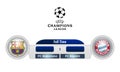 Illustration of Uefa Champions League match, FC Barcelona vs FC Bayern Munchen. Football match result for editorial use