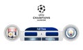 Illustration of Uefa Champions League match, Olympique Lyon vs Manchester City. Football match result for editorial use