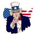 An illustration of Uncle Sam pointing his finger at us. Royalty Free Stock Photo