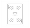 Illustration of an uncolored number five of hearts playing card for web and mobile design