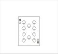 Illustration of an uncolored number ten of spades playing card for web and mobile design Royalty Free Stock Photo