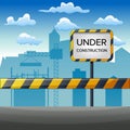 Illustration of under construction site with building Royalty Free Stock Photo