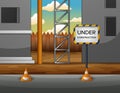 Illustration of under construction site with building Royalty Free Stock Photo