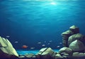 Illustration of an Underwater Paradise With rocks and Fish