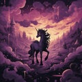 an illustration of a unicorn standing in the clouds