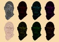 illustration of a unique colorful human head