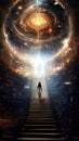 Illustration. Universal Library Akashic Chronicles, vertical background.