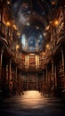 Illustration. Universal Library Akashic Chronicles, vertical background. Royalty Free Stock Photo