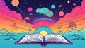 Illustration. Universal Library Akashic Chronicles, vertical background. Royalty Free Stock Photo