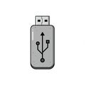 Illustration of a USB flash drive with a simplistic design. The drive is depicted in gray Royalty Free Stock Photo