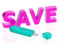 Illustration of a USB with save text