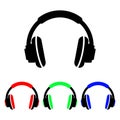 Headphones icon. Headphones vector icon. Colored set of headphones icons. A simple headset logo.