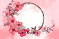 Illustration of Valentine s Day Frame with Pink Watercolor Flowers. Generative AI Royalty Free Stock Photo