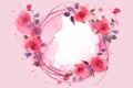 Illustration of Valentine s Day Frame with Pink Watercolor Flowers. Generative AI Royalty Free Stock Photo