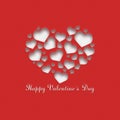 Illustration of a valentines card with a red surface and white heart shapes Royalty Free Stock Photo