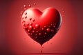 Valentines day concept beautiful heart balloon on red, 3d rendering