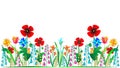 An illustration of a variety of beautiful flowers. The scent of spring, the beauty of nature Royalty Free Stock Photo