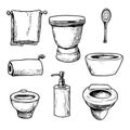 Illustration of various bathroom items in a hand-drawn style Royalty Free Stock Photo